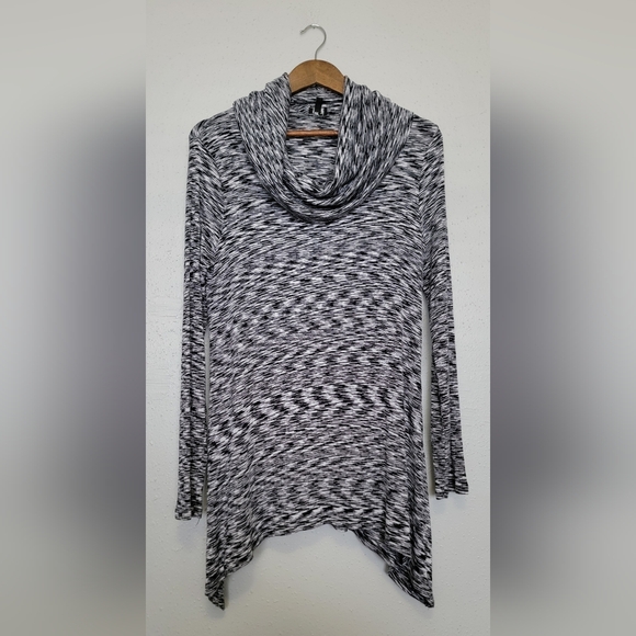 Cable & Gauge Sweaters - Cable & Gauge Lagenlook Space-Dye Cowl Neck Knit Sweater